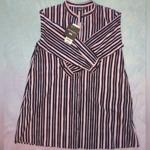 Uniqlo Children's Size 7/8 Tunic Or A Line Dress. Pink And Black Stripe, Pockets